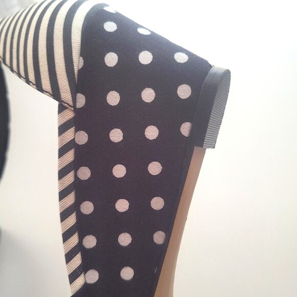 Ann Taylor Kaylin Polka Dot Knot Wedge Sandals Size 8 Black & White - Picture 8 of 12